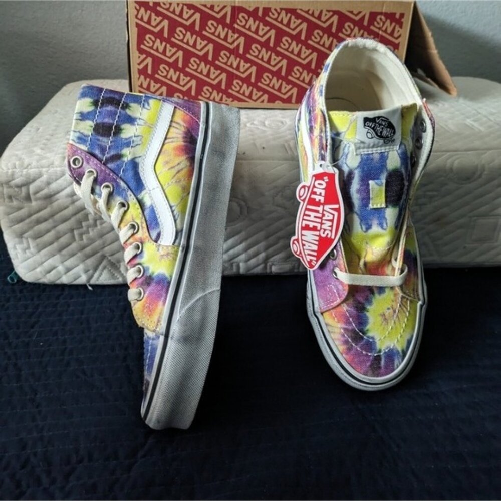 Vans Sk8 Hi Tapered Washed Tie Die Women Size 7 Yellow White VNOA4U1619X 112025 - Picture 6 of 11
